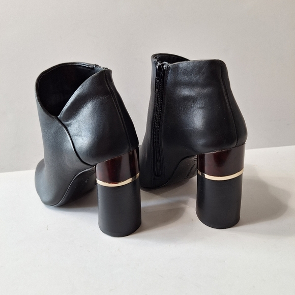 Antonio Melani Black Octavien Leather Preppy Detail On Heel Ankle Boots Size 6 - Picture 8 of 12